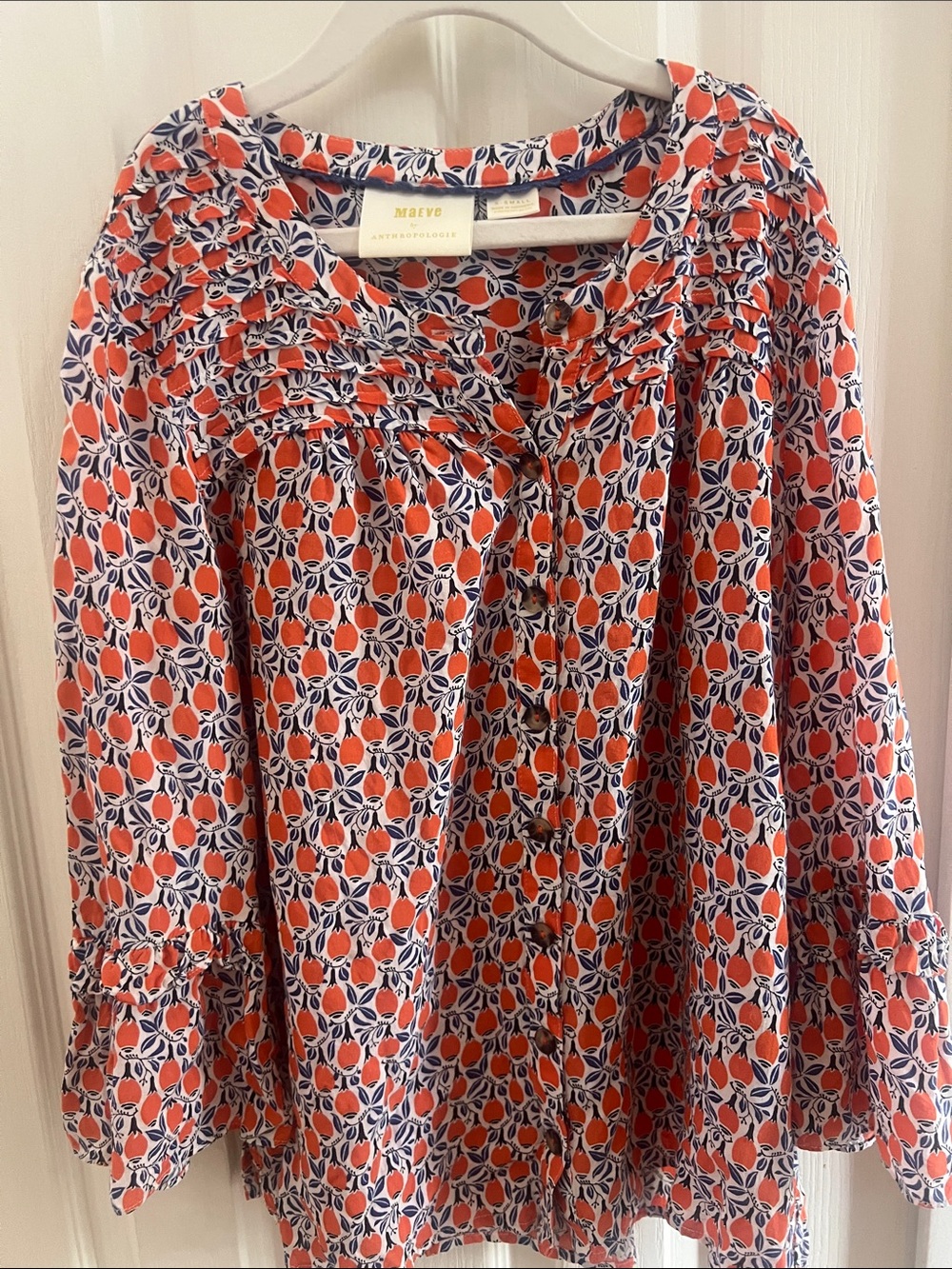 Maeve orange and Navy Blouse sz xs